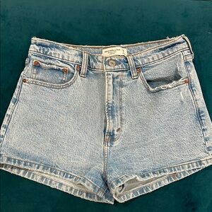 Abercrombie & Fitch Blue Jean Shorts High-Waisted Distressed
